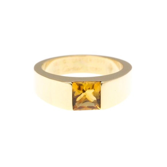 Cartier Tank Ring With Citrine Yellow Gold (18K) Fashion Citrine Band Ring Gold - Picture 1 of 9